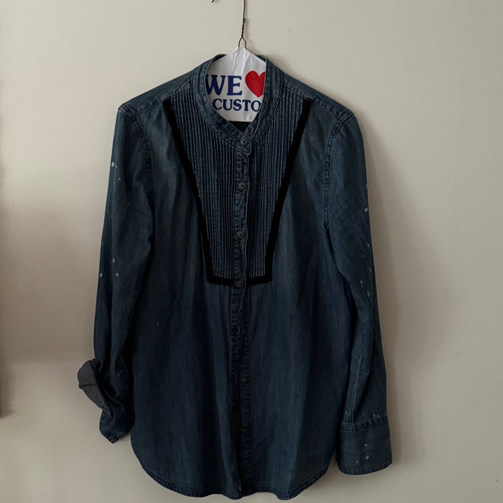 Free People Dark Blue Button Down Shirt